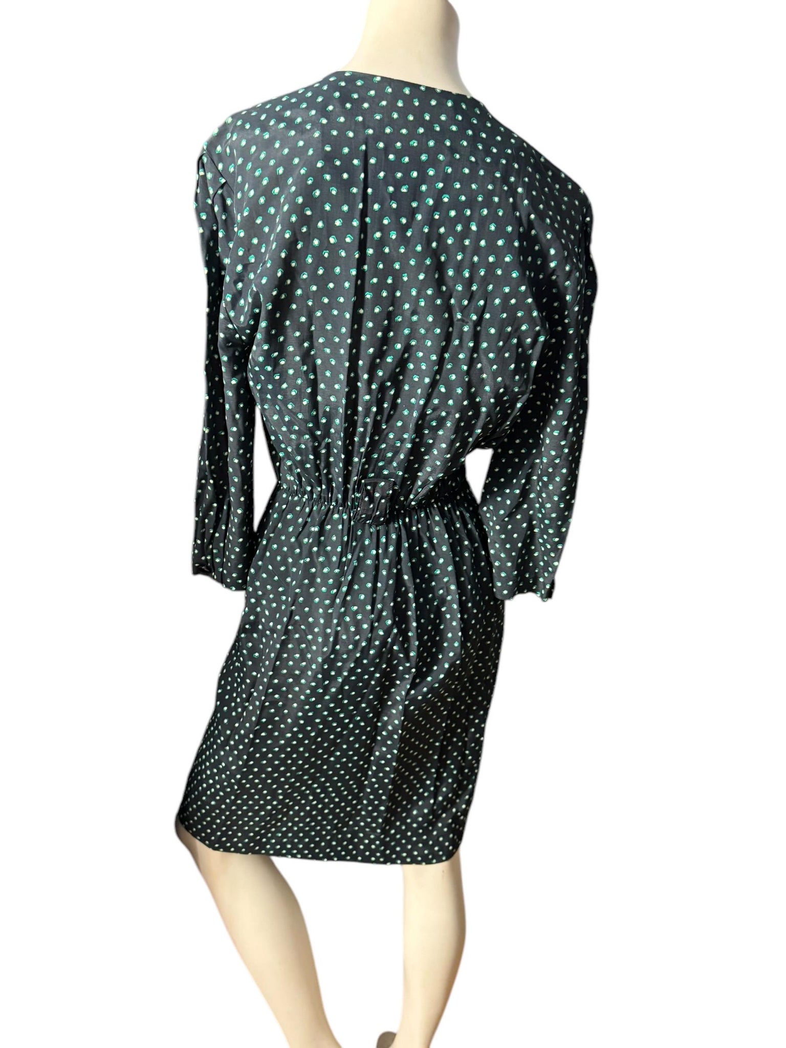 Vintage 80's navy polka dot dress M REO Originals