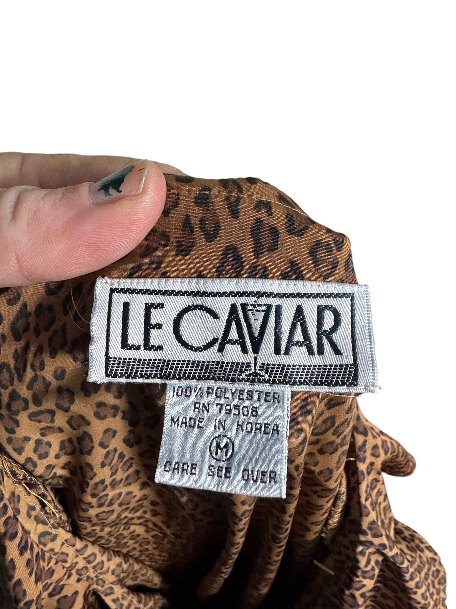 Vintage leopard 80's ruffle shirt M Caviar