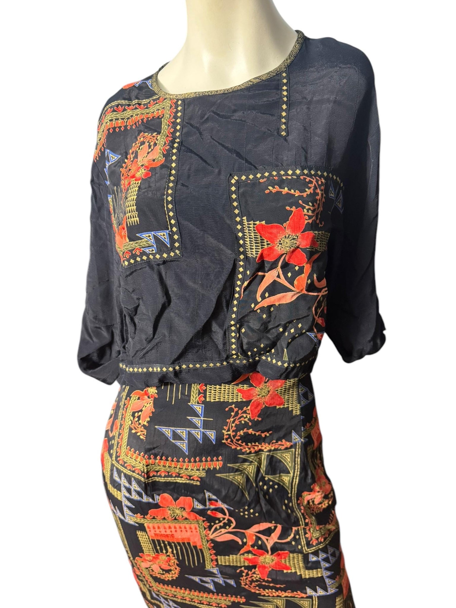 Vintage 80's Platinum skirt & top S M rayon