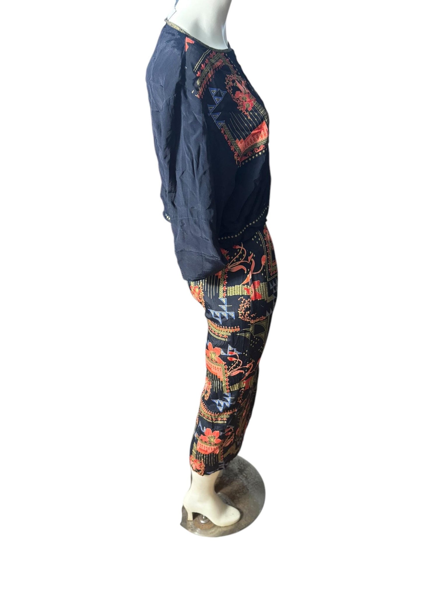 Vintage 80's Platinum skirt & top S M rayon