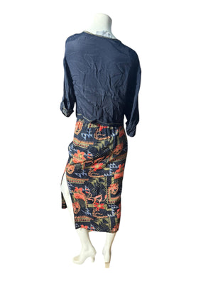 Vintage 80's Platinum skirt & top S M rayon