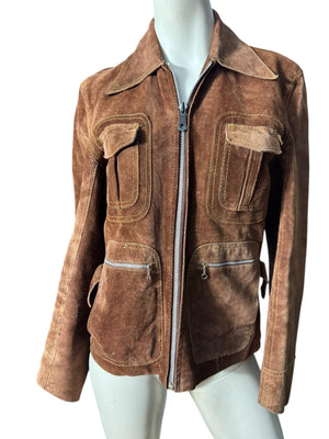 Vintage 70’s brown suede leather jacket 36 S