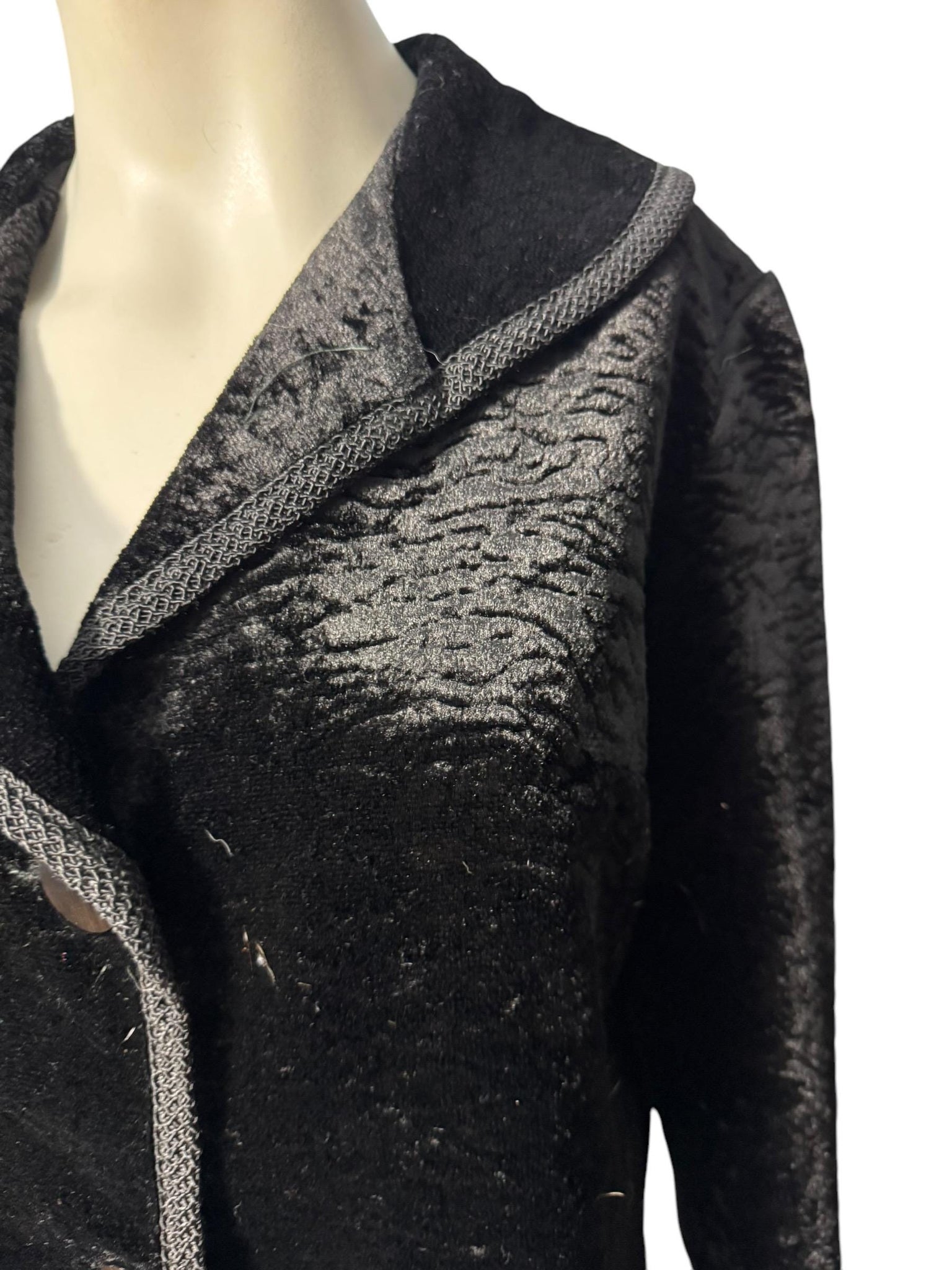 Vintage 60's black Faux fur jacket coat M Specialty House