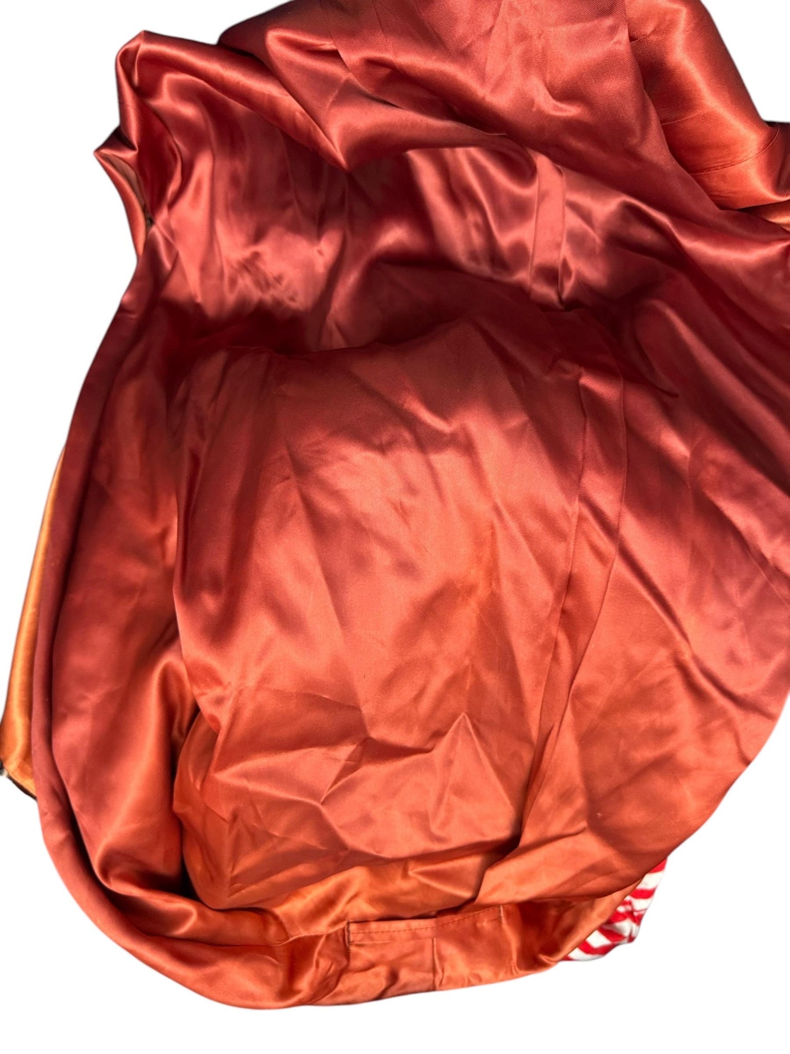 Vintage men's 60's smoking jacket robe rust satin