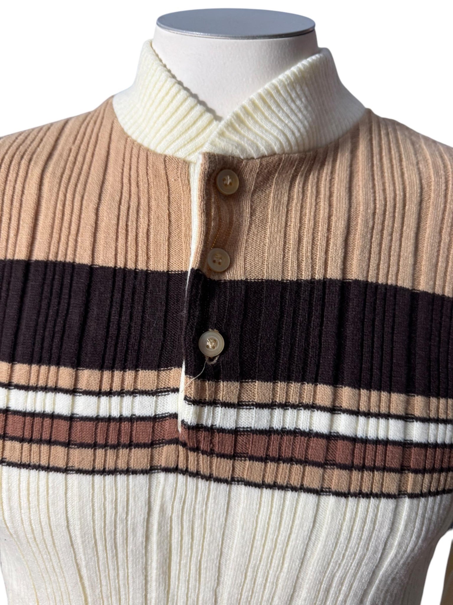 Vintage 70's men's brown striped sweater M Kennington