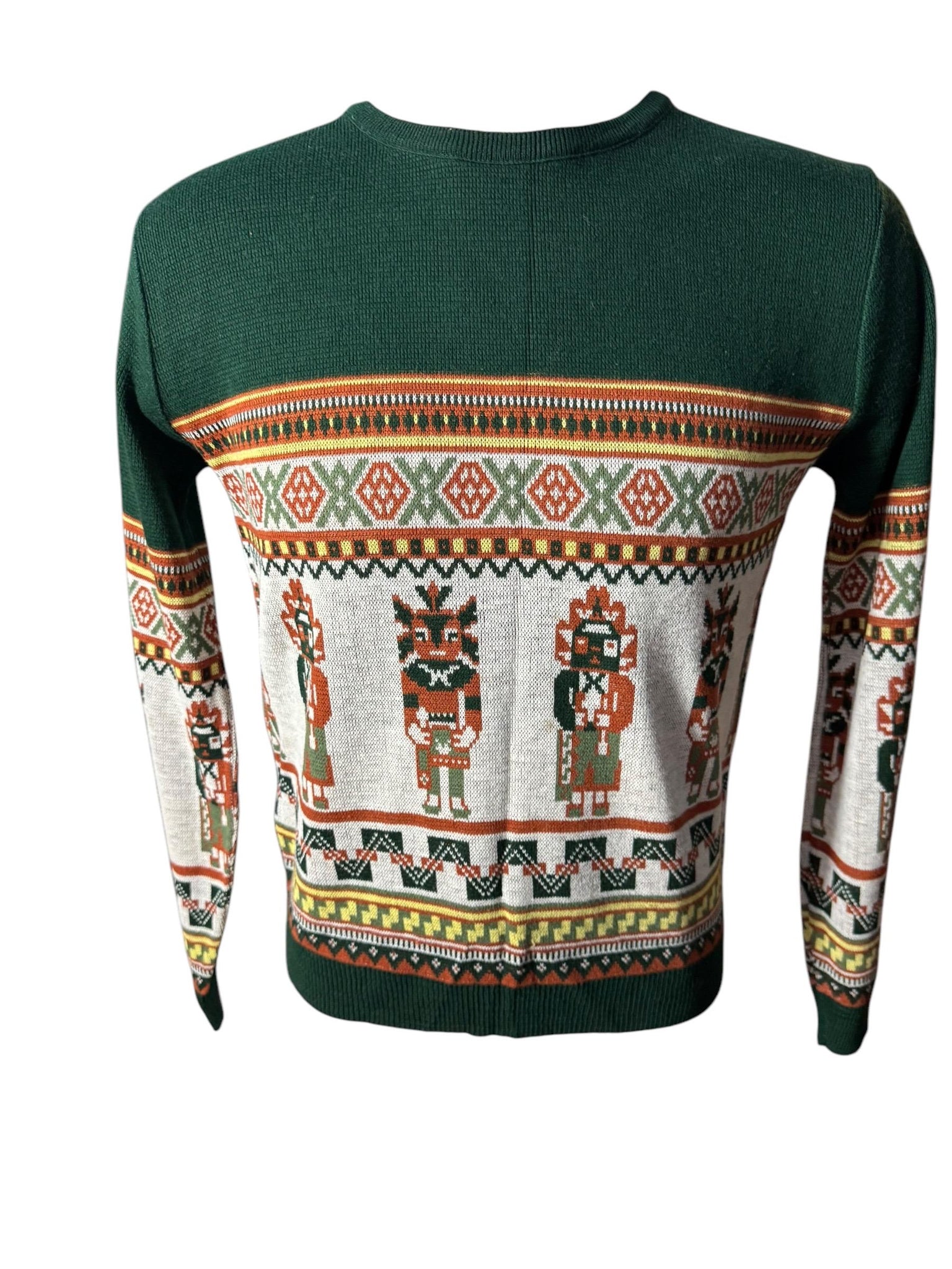 Vintage 70's men's green tribal sweater M McGregor