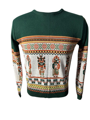 Vintage 70's men's green tribal sweater M McGregor