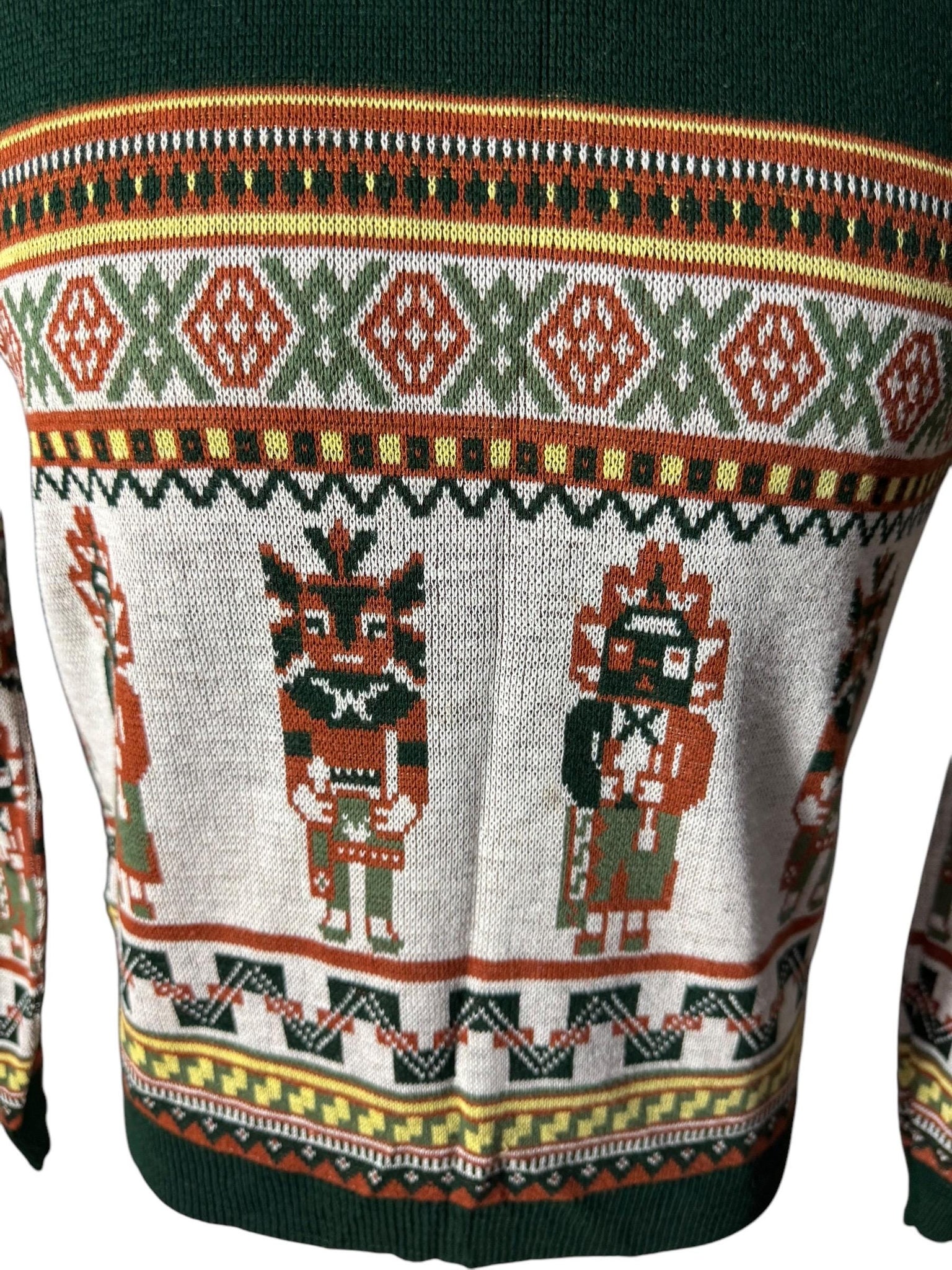 Vintage 70's men's green tribal sweater M McGregor