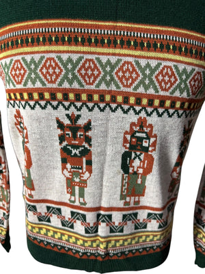 Vintage 70's men's green tribal sweater M McGregor