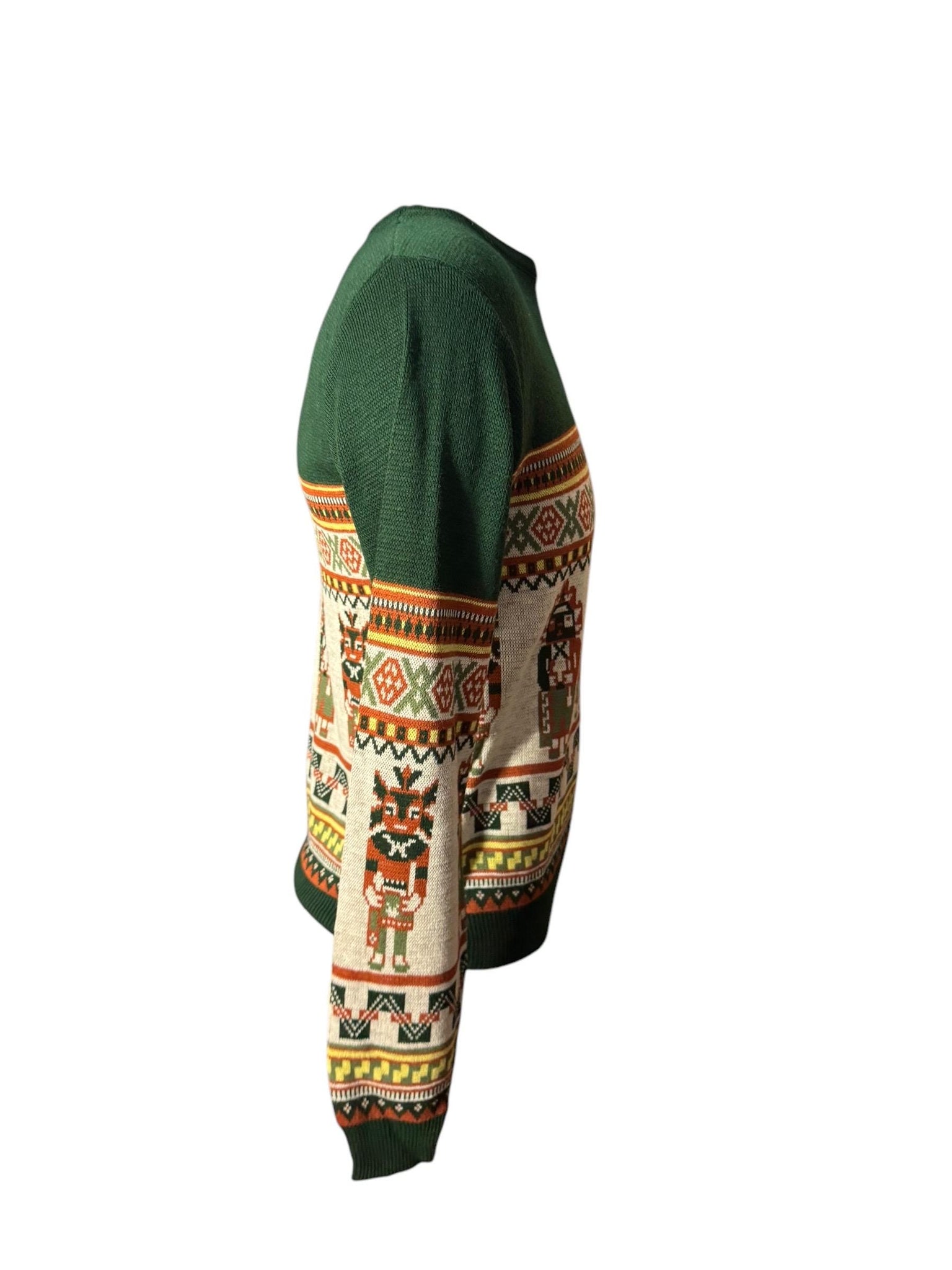 Vintage 70's men's green tribal sweater M McGregor