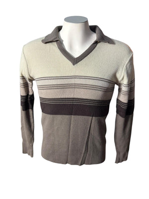 Vintage 70's men's brown striped sweater M National