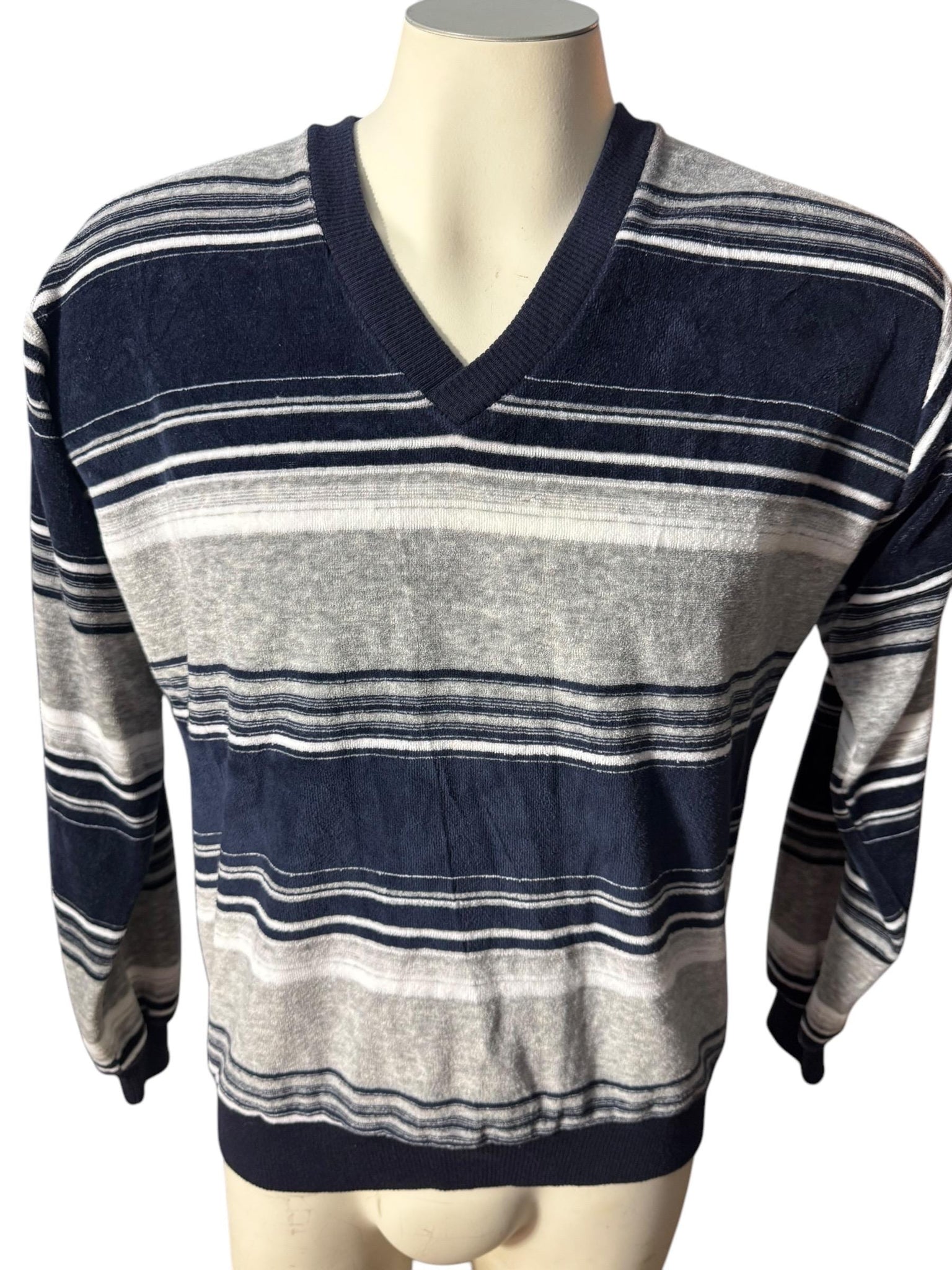 Vintage 70's men's blue gray striped terry L Campus