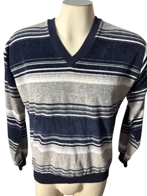 Vintage 70's men's blue gray striped terry L Campus