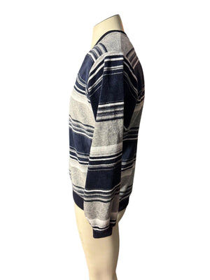 Vintage 70's men's blue gray striped terry L Campus