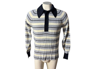 Vintage 70's men's blue striped sweater M Puritan