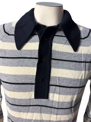 Vintage 70's men's blue striped sweater M Puritan