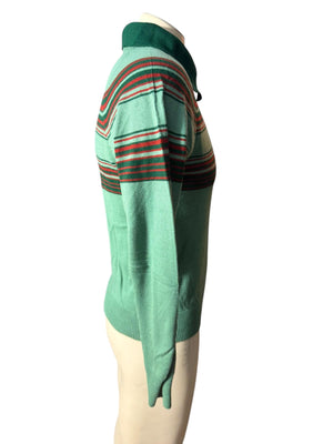 Vintage 70's men's green striped sweater M