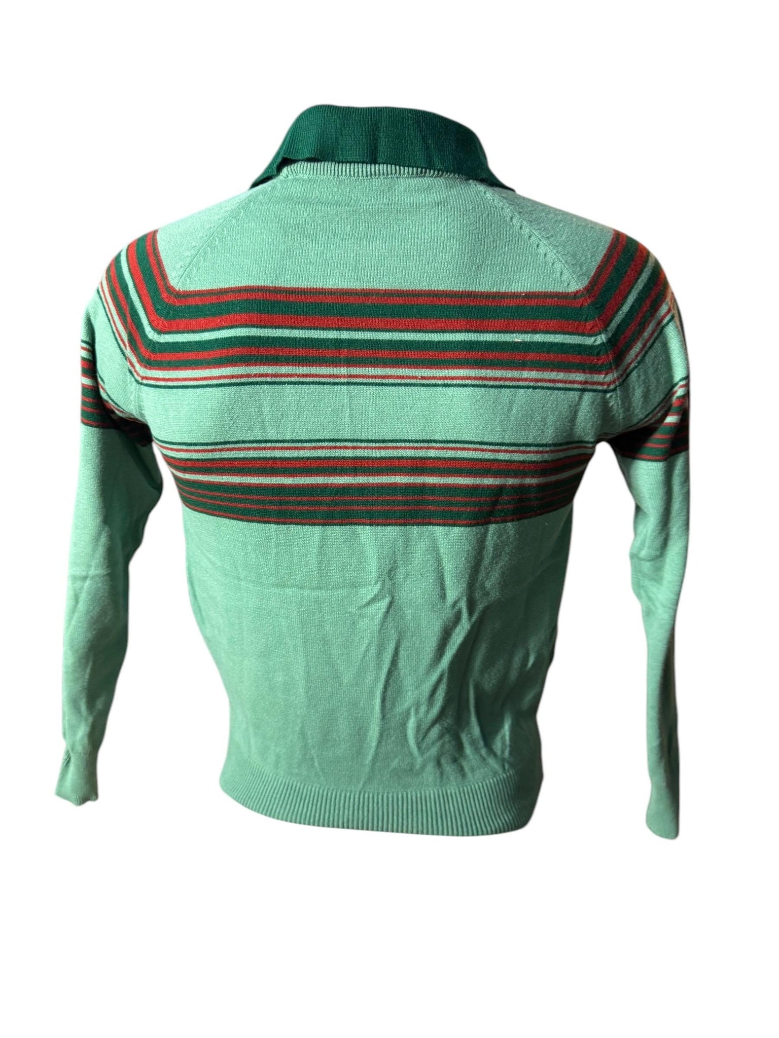 Vintage 70's men's green striped sweater M