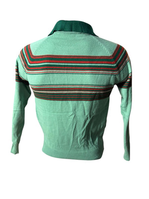 Vintage 70's men's green striped sweater M