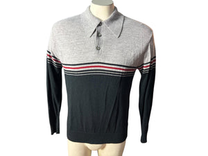 Vintage 70's men's black & gray striped sweater M Jantzen