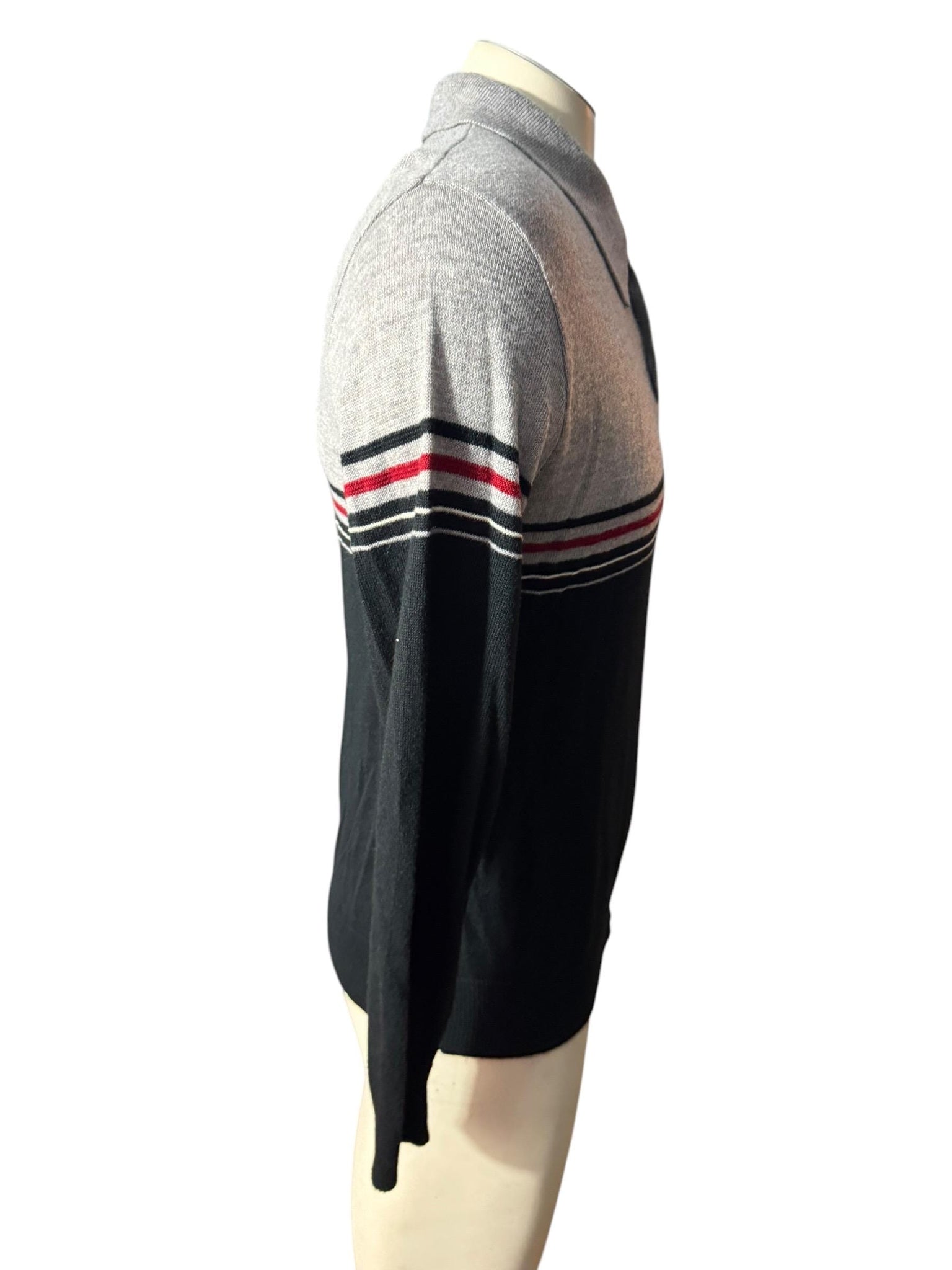 Vintage 70's men's black & gray striped sweater M Jantzen