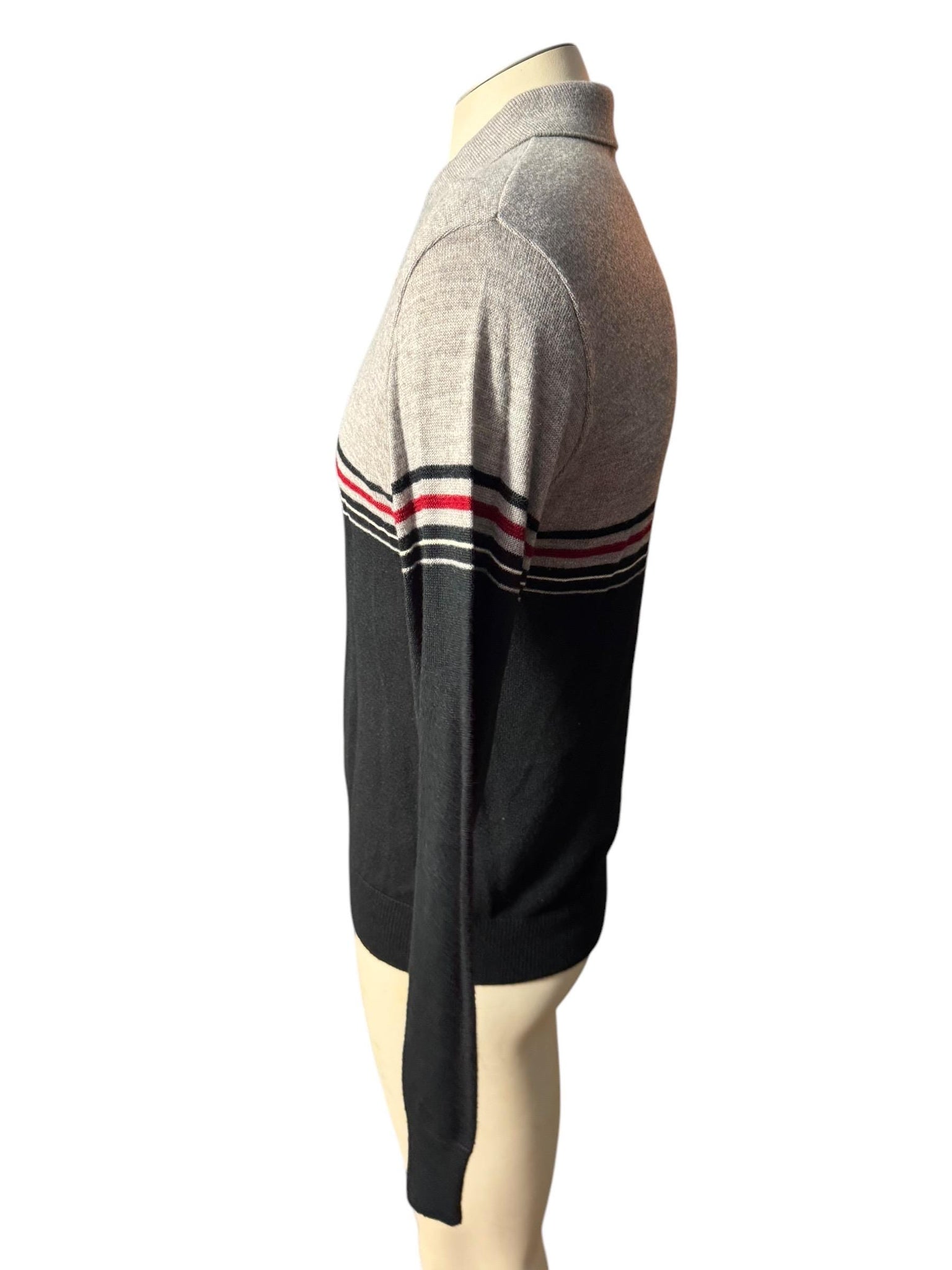 Vintage 70's men's black & gray striped sweater M Jantzen