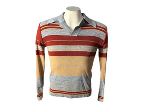 Vintage 70's men's brown striped sweater M