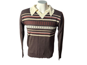 Vintage 70's men's brown striped sweater S Saturdays