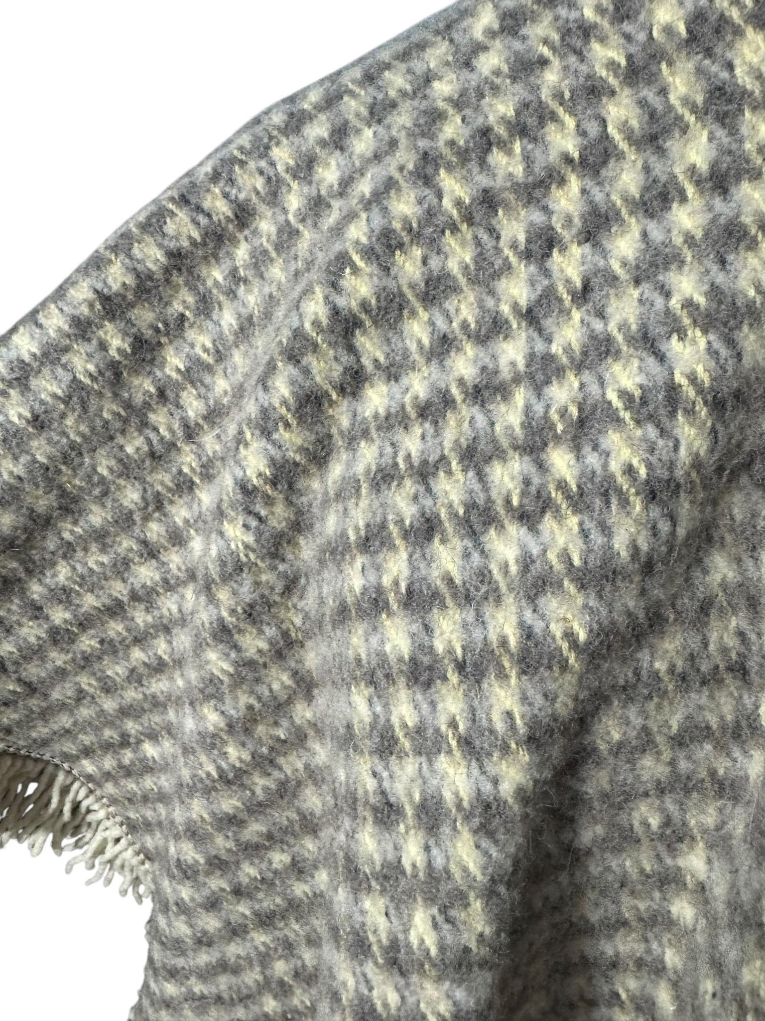Vintage 70's check hood sweater poncho shawl