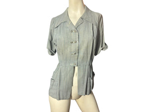 Vintage 40's gray Ladies shirt top XL