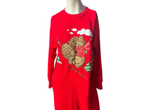 Vintage 80's Christmas beaver nightgown M