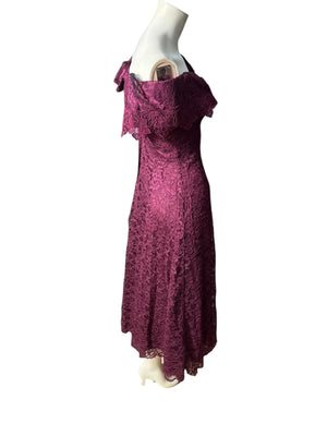 Vintage 80's maroon lace dress S 5/6 Cachet