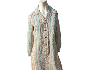 Vintage 70's pastel shirt dress L Nelly Don