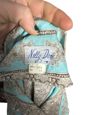 Vintage 70's pastel shirt dress L Nelly Don