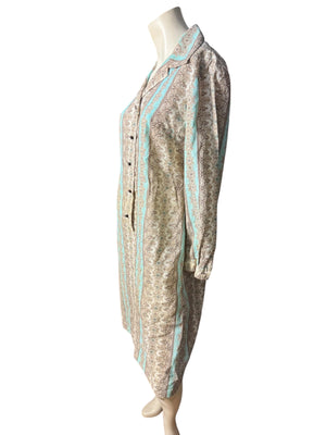 Vintage 70's pastel shirt dress L Nelly Don
