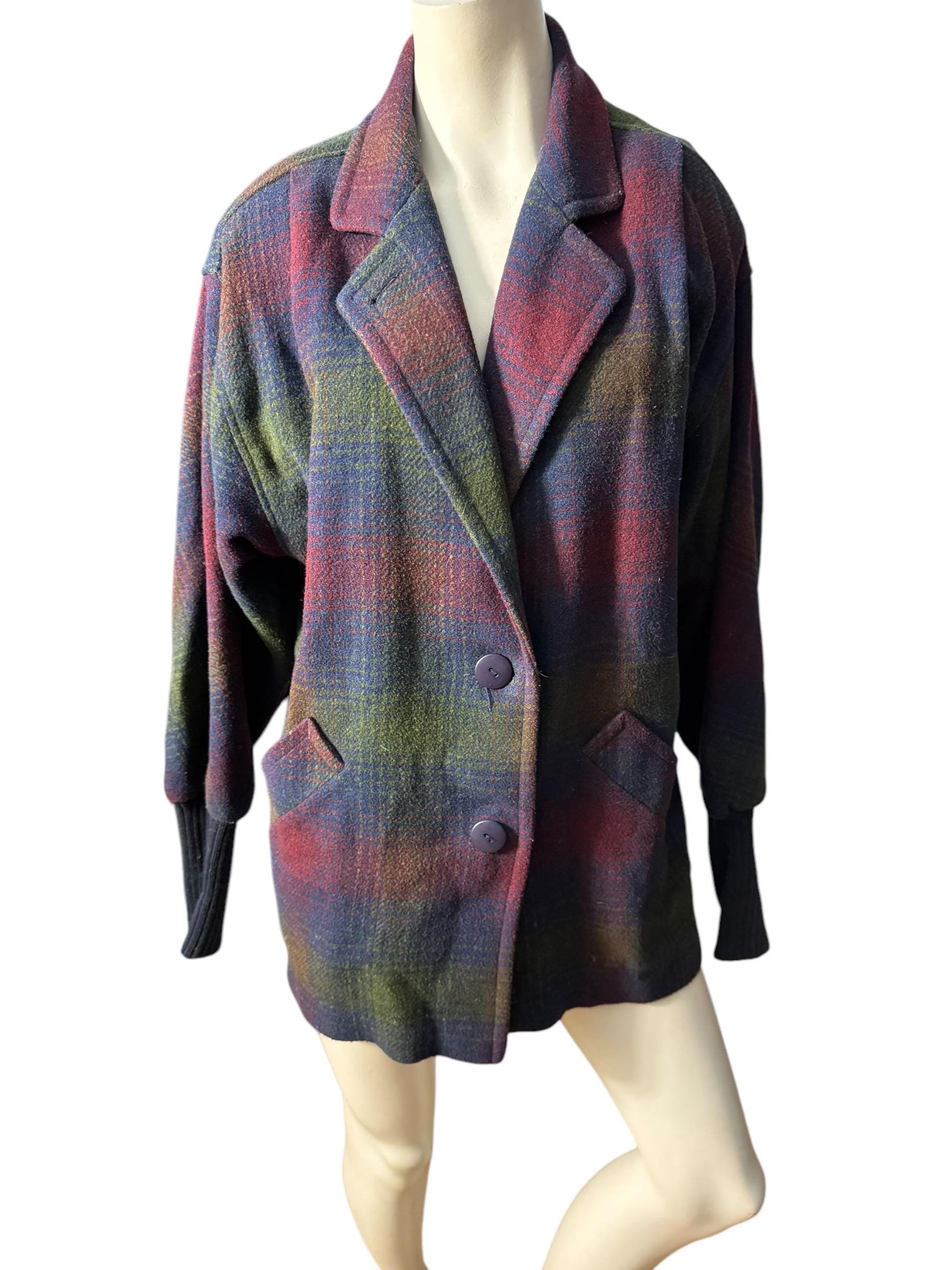 Vintage 80's plaid jacket coat L XL Miss New Yorker