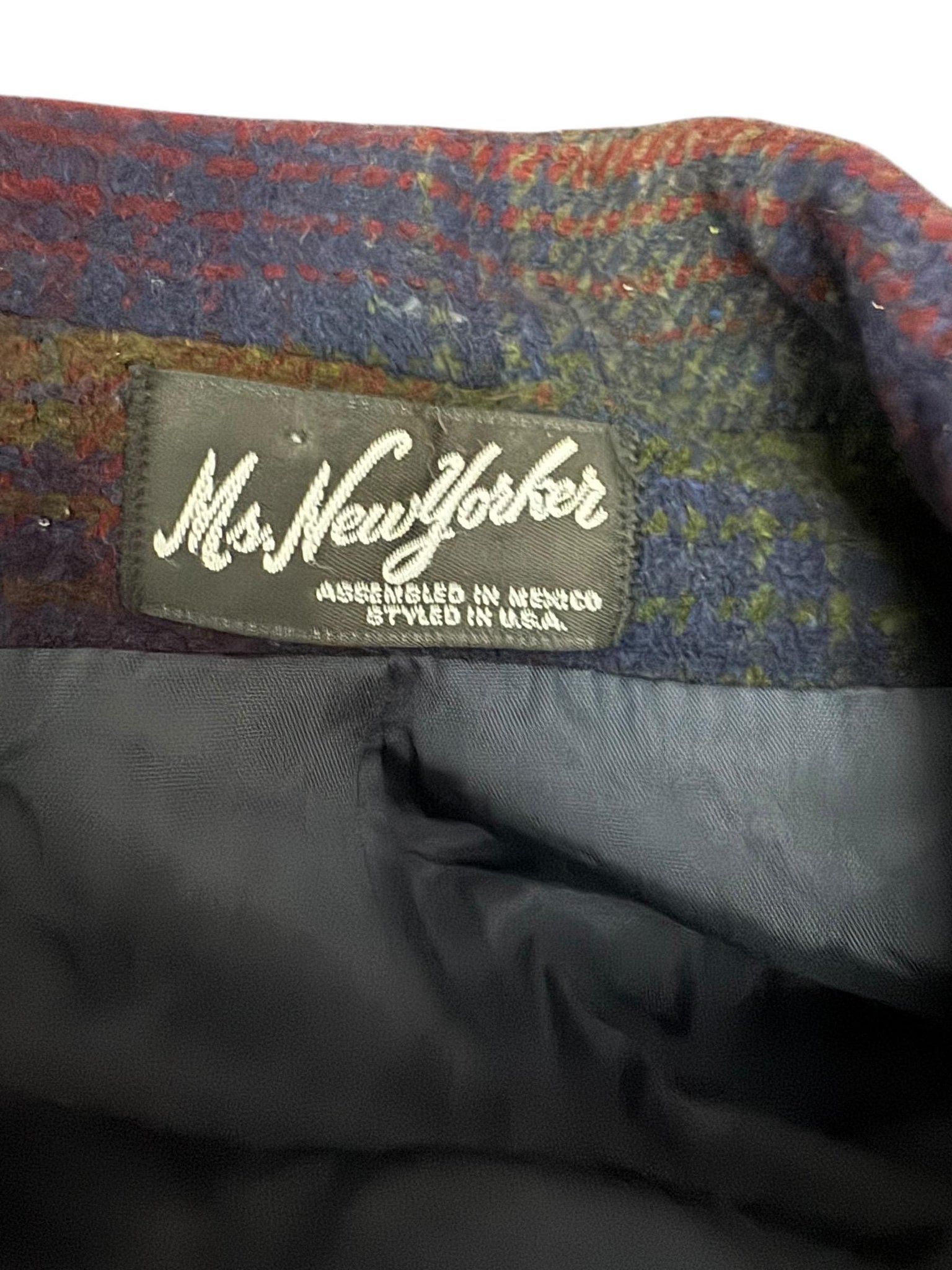 Vintage 80's plaid jacket coat L XL Miss New Yorker