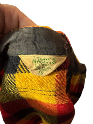 Vintage 70's wool red yellow flannel men's shirt M Artic