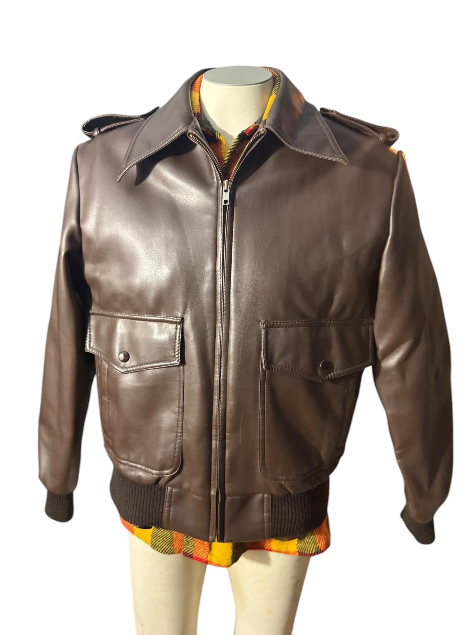 Vintage 70’s brown faux leather jacket L
