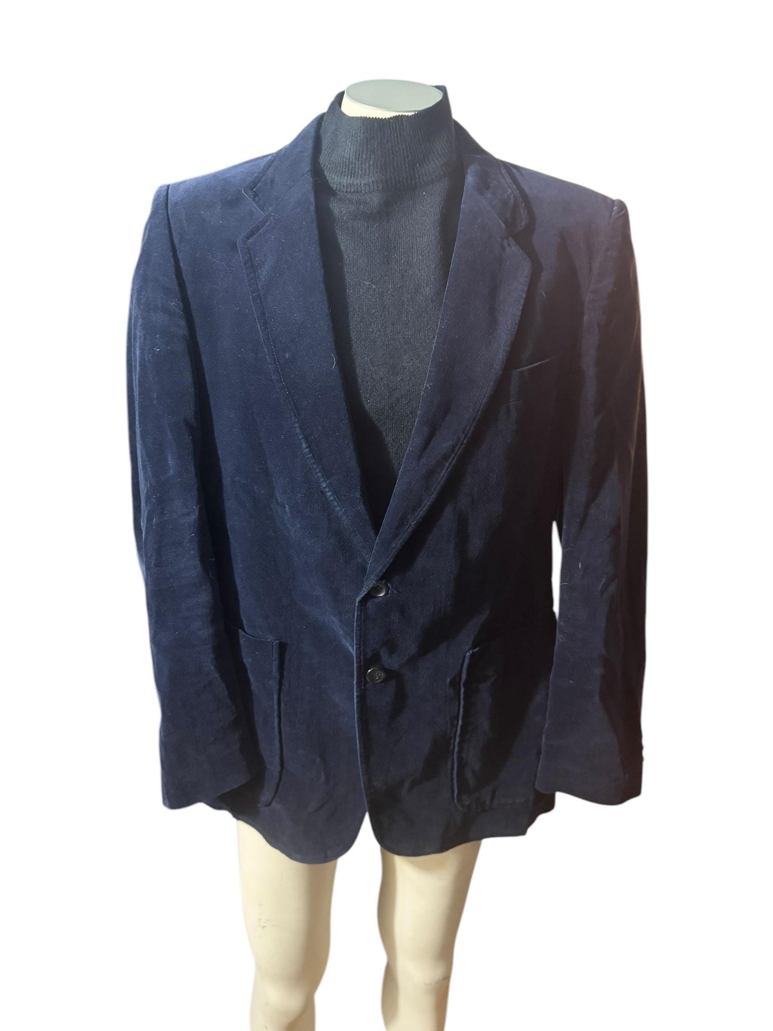 Vintage ultra blue velvet men's suit jacket 44 R Barrage