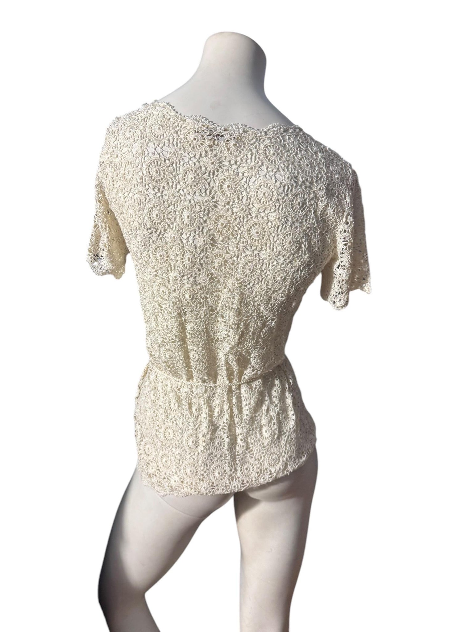 Vintage 70's hand crochet top shirt M