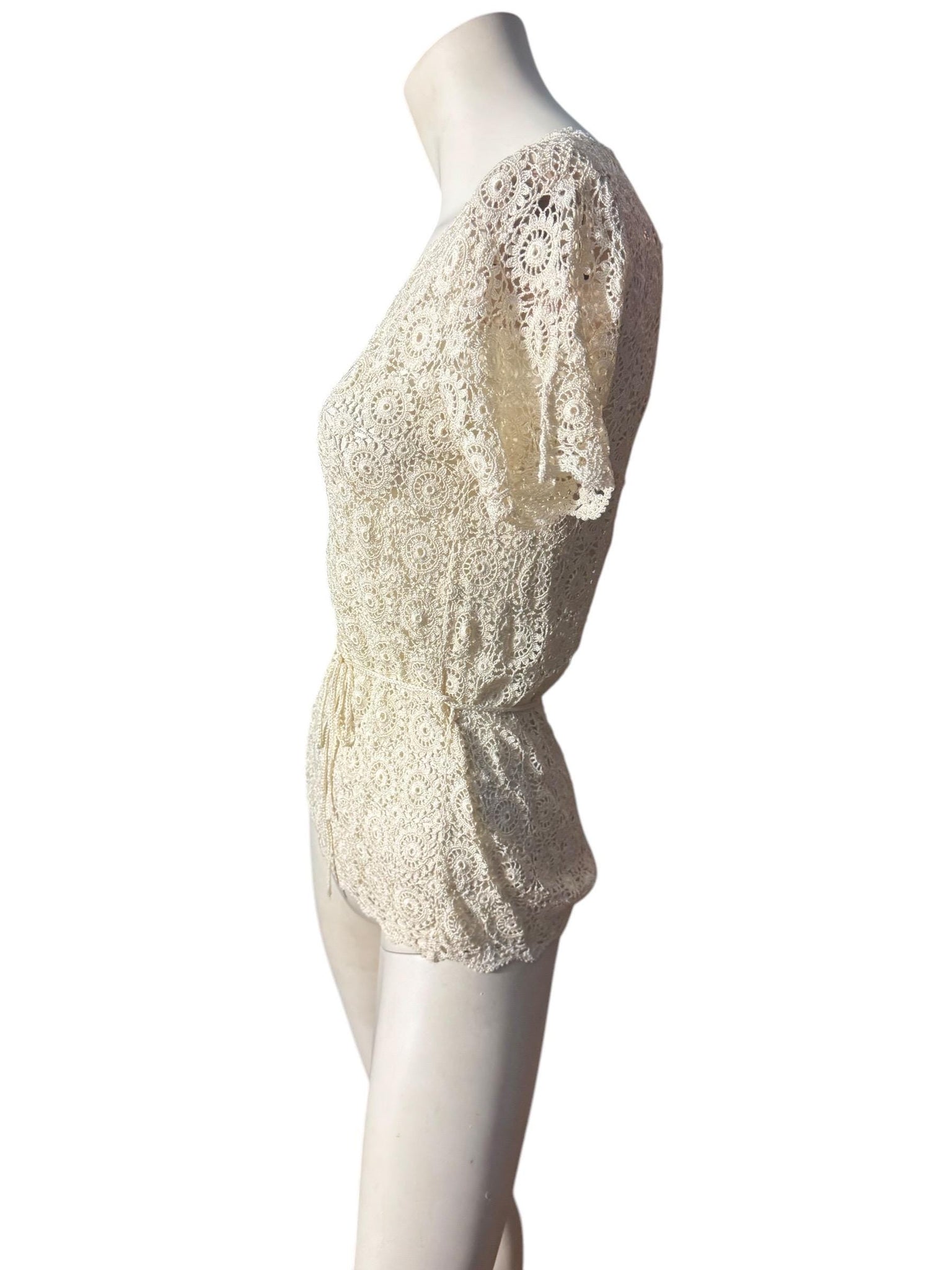 Vintage 70's hand crochet top shirt M