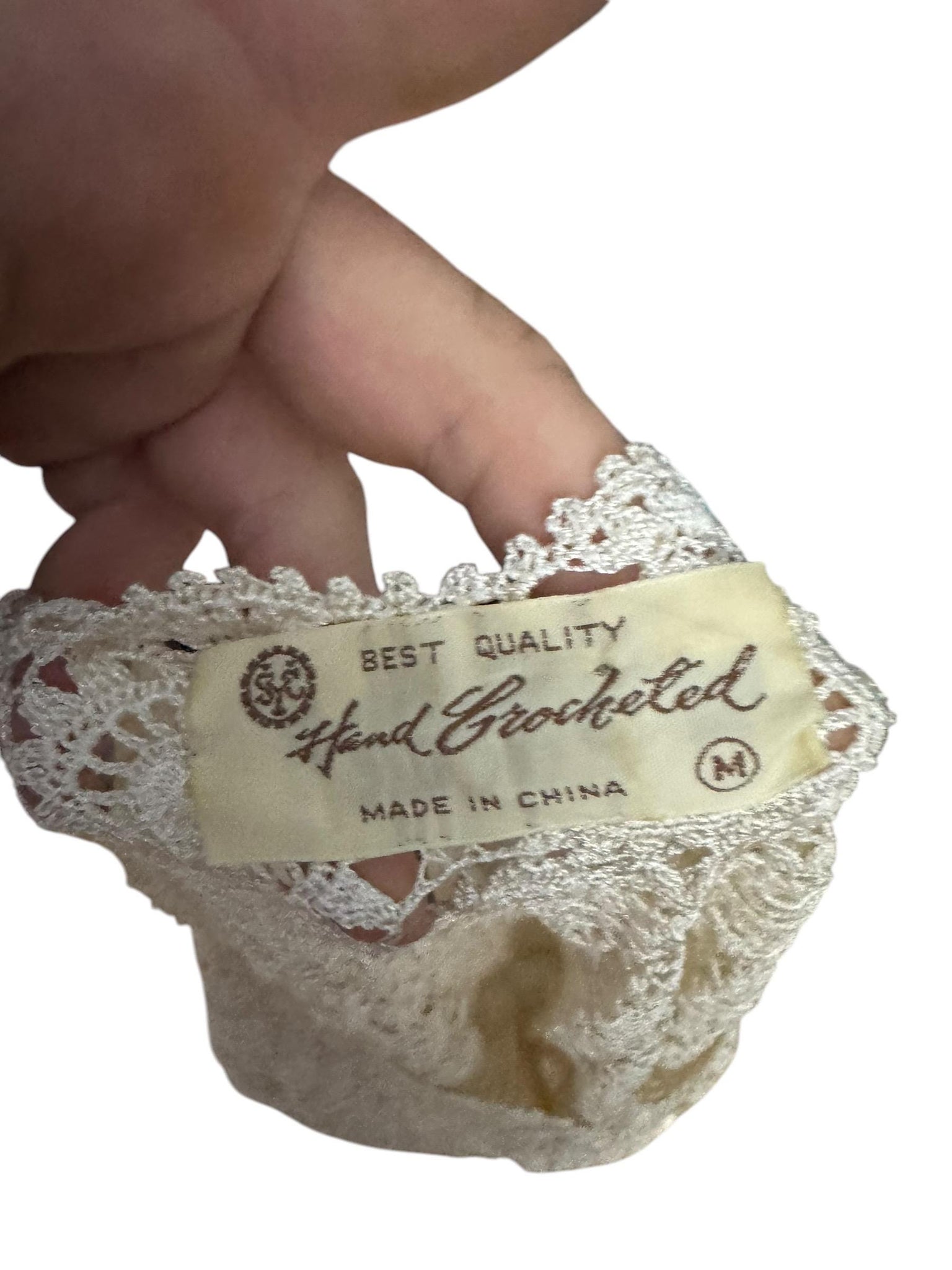 Vintage 70's hand crochet top shirt M