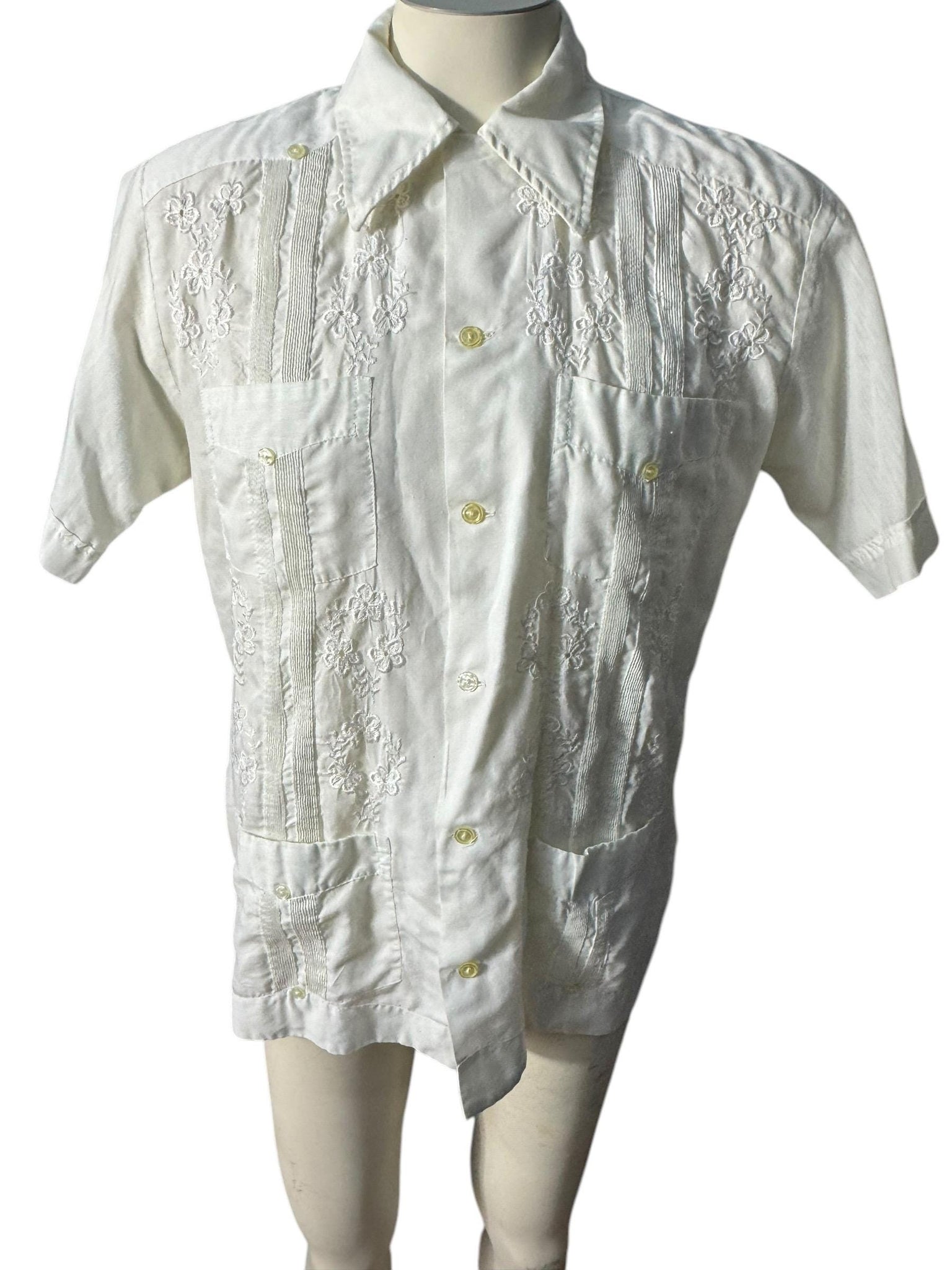 Vintage 70's Luzon white embroidered shirt S