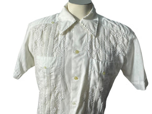 Vintage 70's Luzon white embroidered shirt S