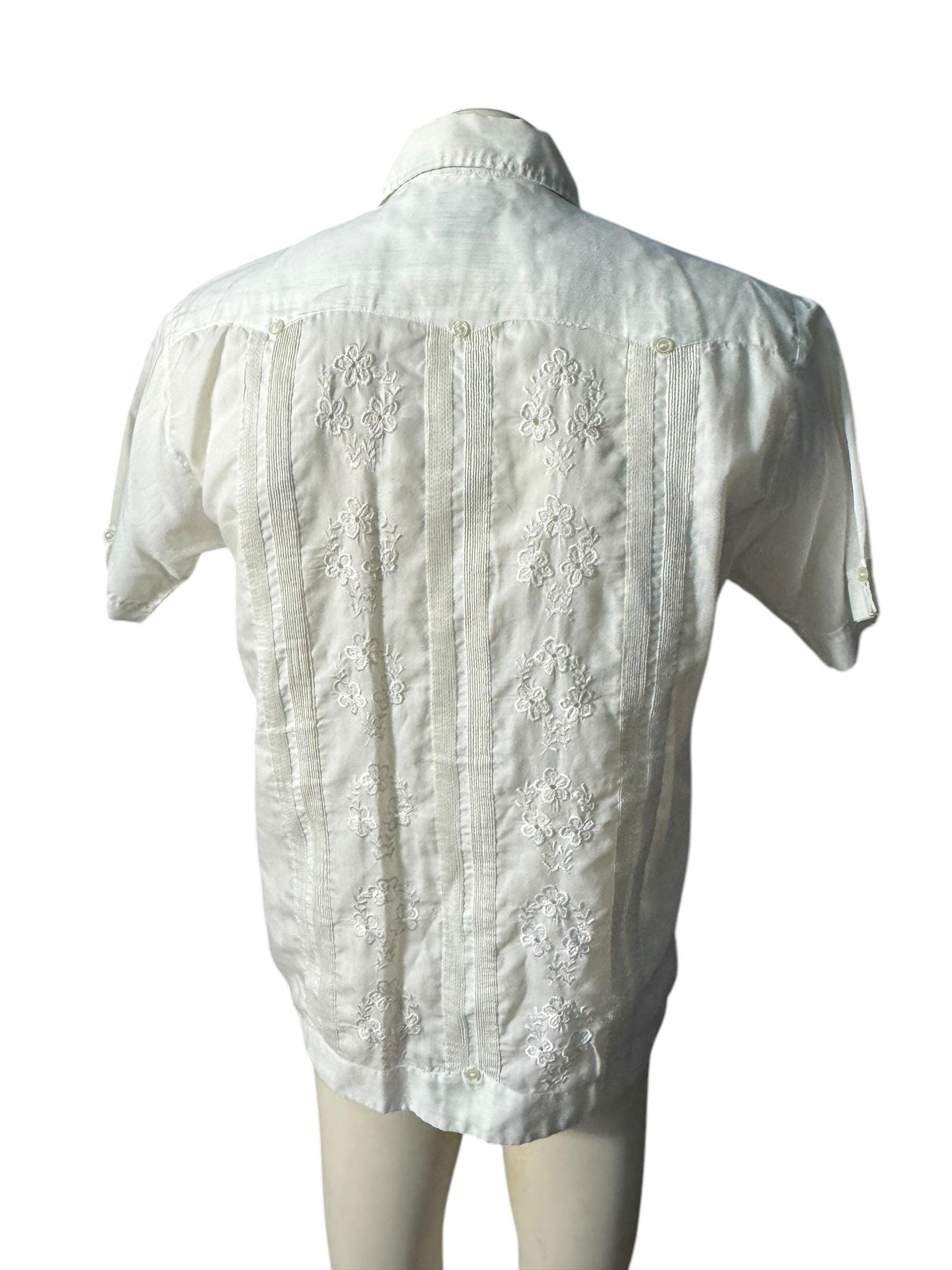 Vintage 70's Luzon white embroidered shirt S