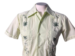 Vintage men's 70's green embroidered shirt S