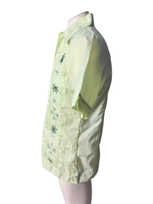 Vintage men's 70's green embroidered shirt S