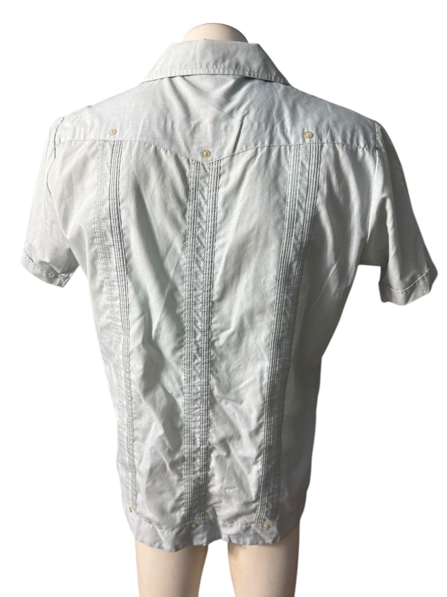 Vintage 70's Romani blue/green & tan shirt M