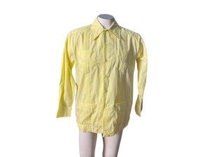 Vintage men's Nassau yellow mexican wedding shirt M